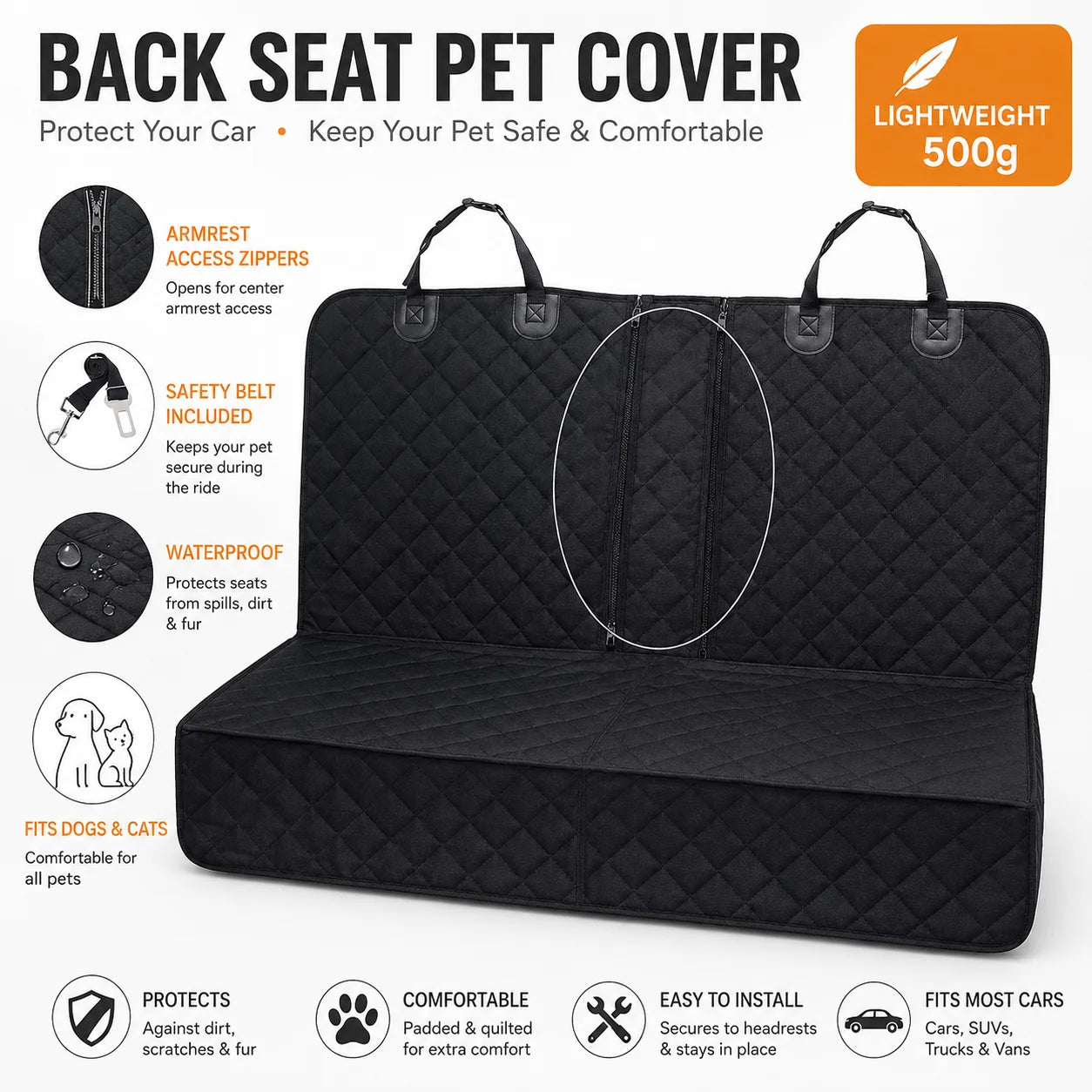 Trundil Waterproof Dog Bench Seat Cover — Fiber